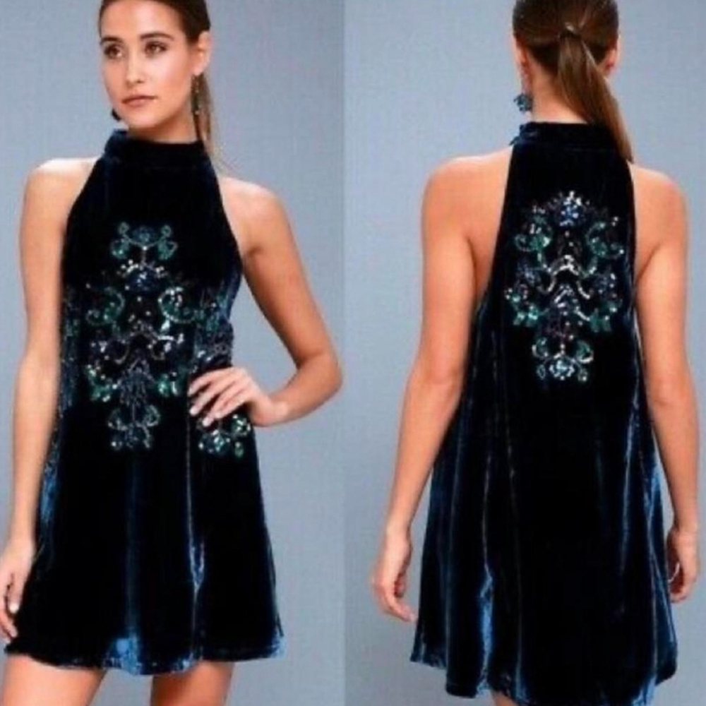 FREE PEOPLE | Royal Blue Velvet Dress, Sz. M